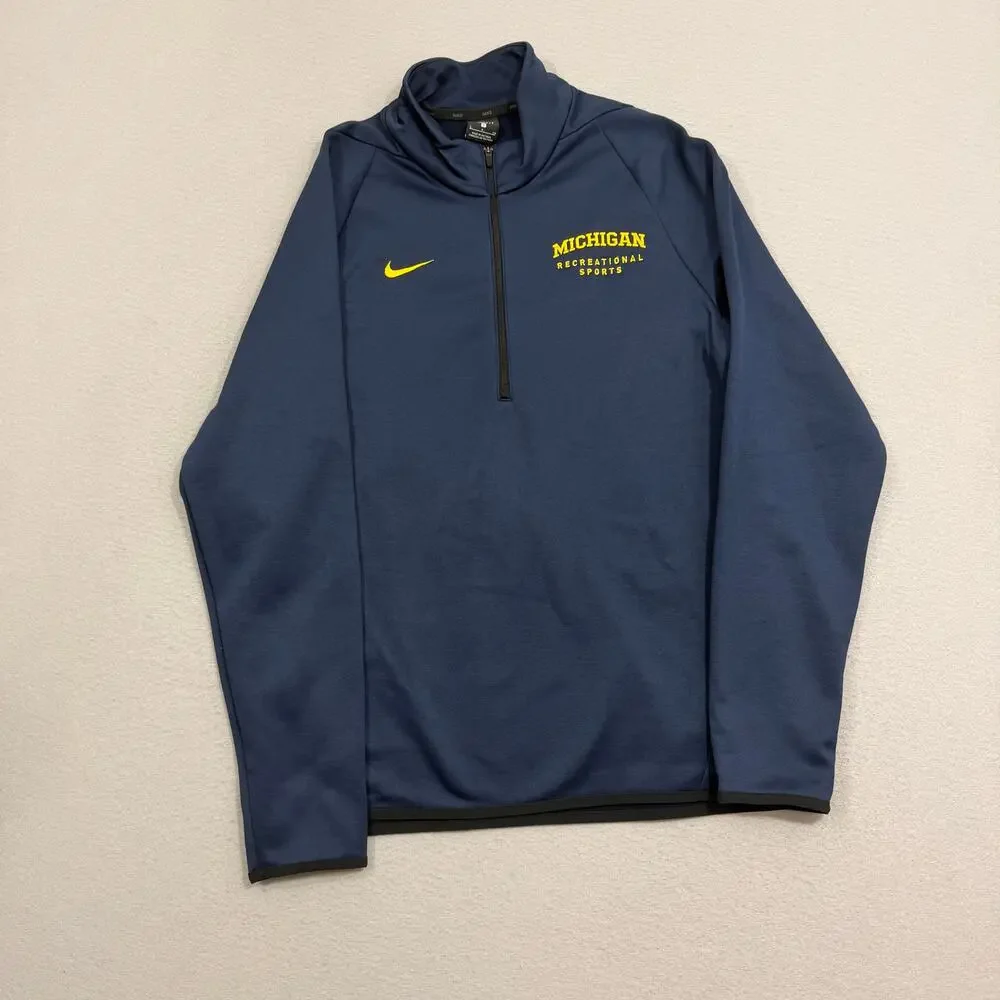 Nike Michigan Recreational Sports 1/4 Zip Pullover Small Blue Wolverines NWOT